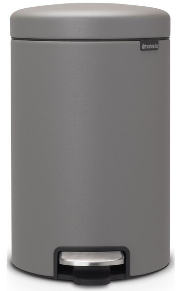 BRABANTIA NewIcon pedálos hulladékgyűjtő szagmentesen záródó Soft-Close fedél műanyag tartály 12L - X méret acél betonszürke ásványi textúra - 119149