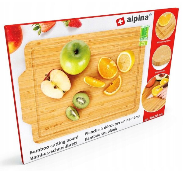 Vágódeszka bambusz 36x26x1cm Alpina