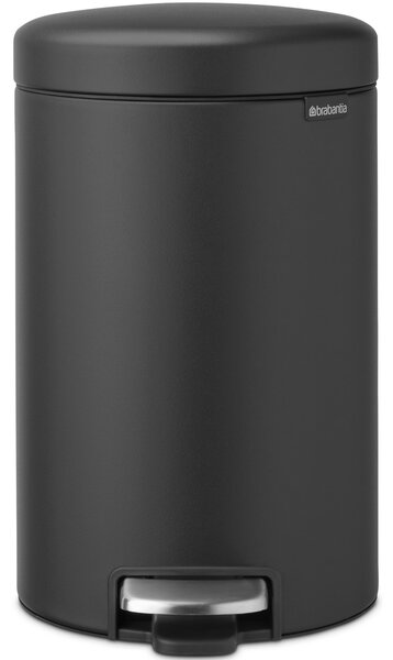 BRABANTIA NewIcon pedálos hulladékgyűjtő szagmentesen záródó Soft-Close fedél műanyag tartály 12L - X méret acél határtalan szürke ásványi textúra - 113802