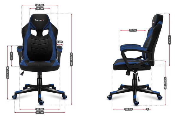 Huzaro Force 2.5 Gamer szék - Kék/Fekete