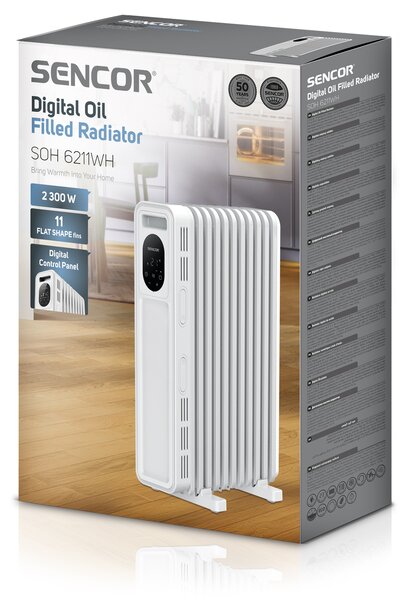 Sencor SOH 6211WH Elektromos Olajradiátor 11 tagos 2300W - Fehér
