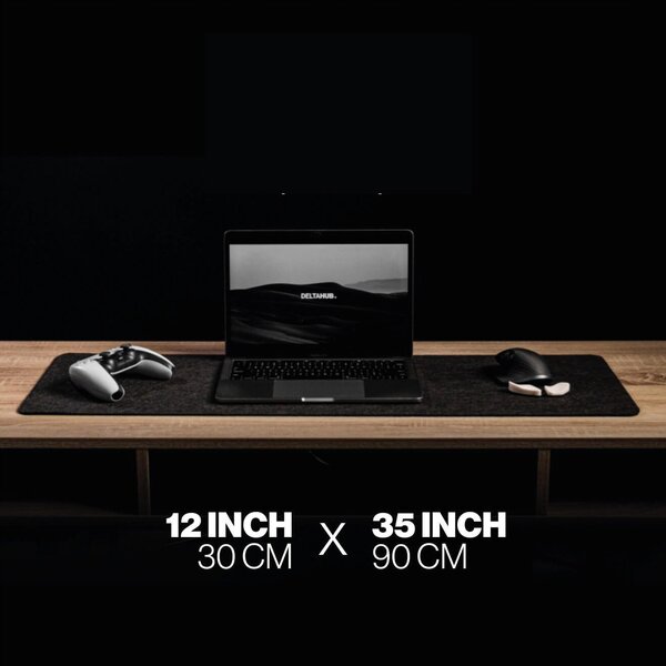 Deltahub Minimalistic Desk Pad, 30 x 90 cm, dark grey