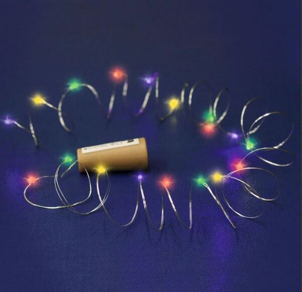 Somogyi MLD 20/M Micro LED-es elemes fényfüzér, parafadugó alakú elemtartóval