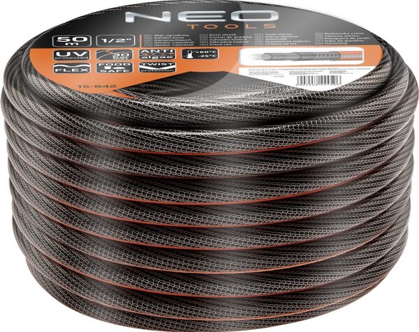 Neo Tools Kerti Tömlő 1/2 "x50 m, 6 Rétegű