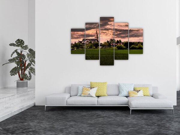 Tájkép templommal (150x105 cm)