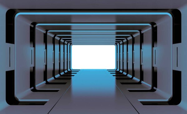 Fotótapéta - Kék 3D-s alagút (152,5x104 cm)
