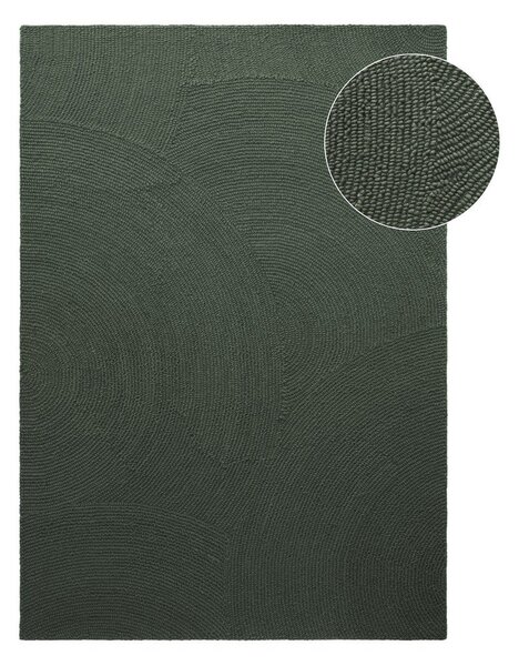 Sötétzöld kézi szövésű gyapjú szőnyeg 160x230 cm Calmio – Hanse Home