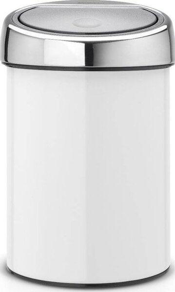 Brabantia Touch Bin fali/álló nyomófedeles hulladékgyűjtő XXS, 3L - A méret, acél fehér test, r.m. acél fényes fedő - 364488