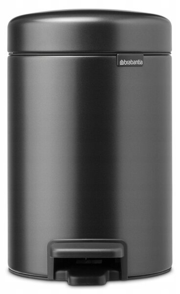 Brabantia NewIcon pedálos hulladékgyűjtő szagmentesen záródó Soft-Close fedél, műanyag tartály, 3L - V méret, acél, magabiztos szürke - 233449