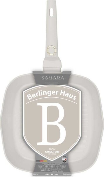 BerlingerHaus BH/8066 Sahara Collection Grill Serpenyő - 28 cm, Tapadásmentes Titánpro Bevonattal