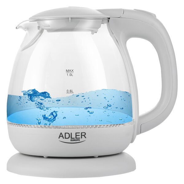 Adler AD 1283G 1100W Üveg Vízforraló 1L Szürke