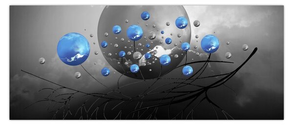 Kék absztrakt gömbök képe (120x50 cm)