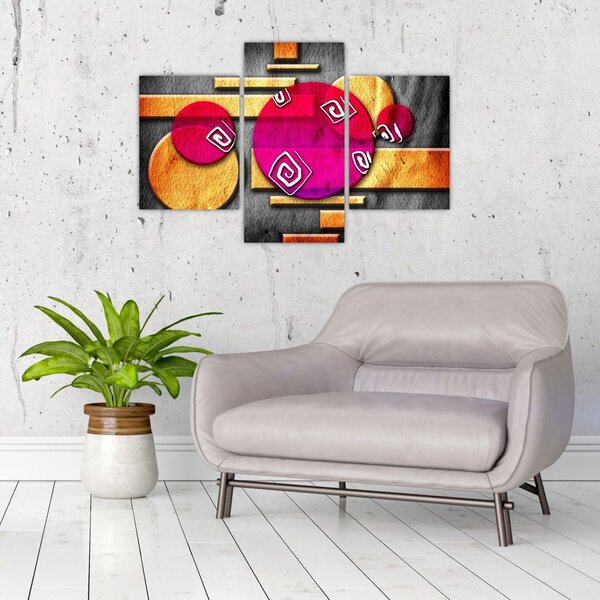 Absztrakt kép történelmi szimbólumokkal (90x60 cm)