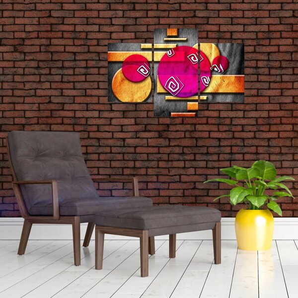 Absztrakt kép történelmi szimbólumokkal (90x60 cm)