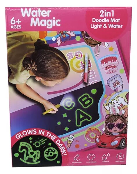 Magic Doodle Sötétben világtó Maszatmentes szőnyeg unikornis mintával 100 x 70 cm