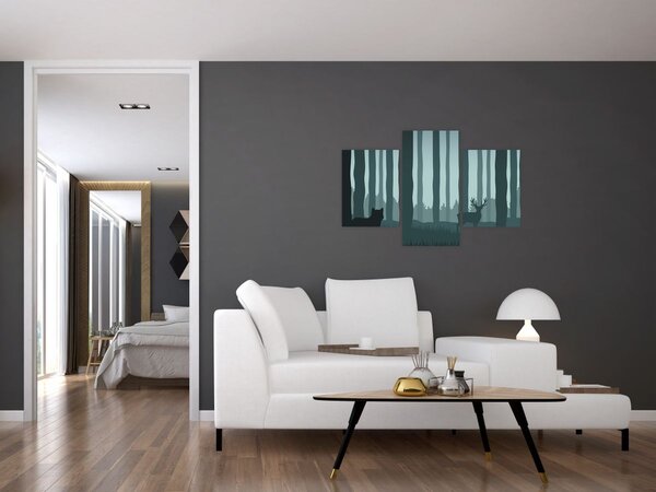 Kép - Szarvas farkassal a sziklák között (90x60 cm)
