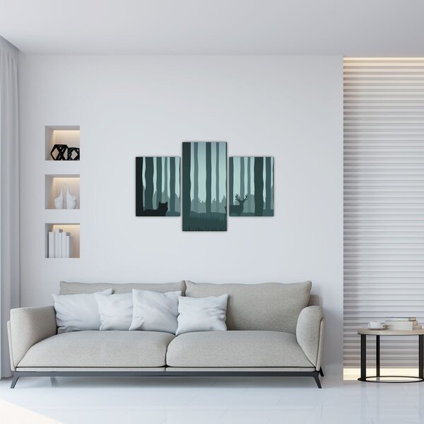 Kép - Szarvas farkassal a sziklák között (90x60 cm)