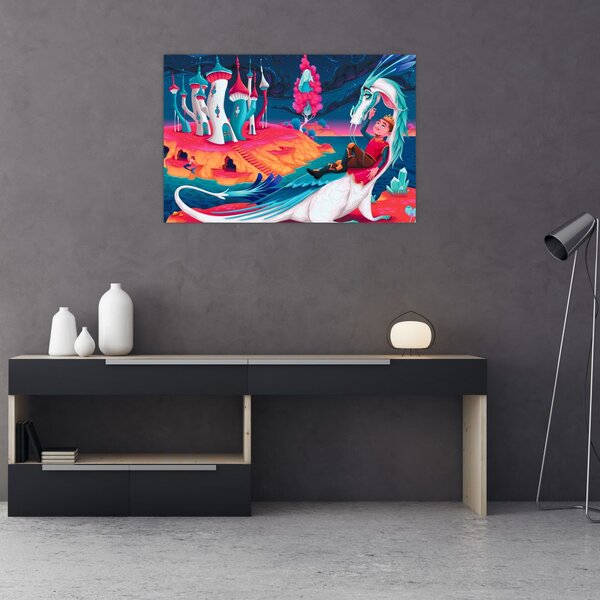 Kép - a herceg és a sárkány hercegnő (90x60 cm)