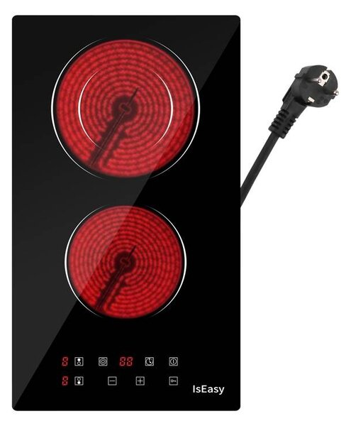 IsEasy LT2V-15 Beépíthető 2 zónás Elektromos Főzőlap 3000 Watt - Fekete