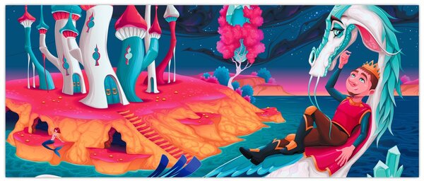 Kép - a herceg és a sárkány hercegnő (120x50 cm)
