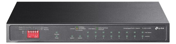 TP-Link TL-SG1210PP hálózati kapcsoló Beállítást nem igénylő (unmanaged) Gigabit Ethernet (10/100/1000) Ethernet-áramellátás (PoE) támogatása Fekete