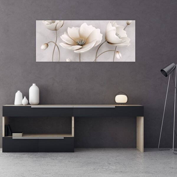 Fehér virágok képe (120x50 cm)