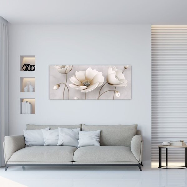 Fehér virágok képe (120x50 cm)