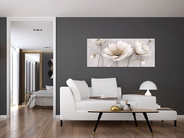Fehér virágok képe (120x50 cm)