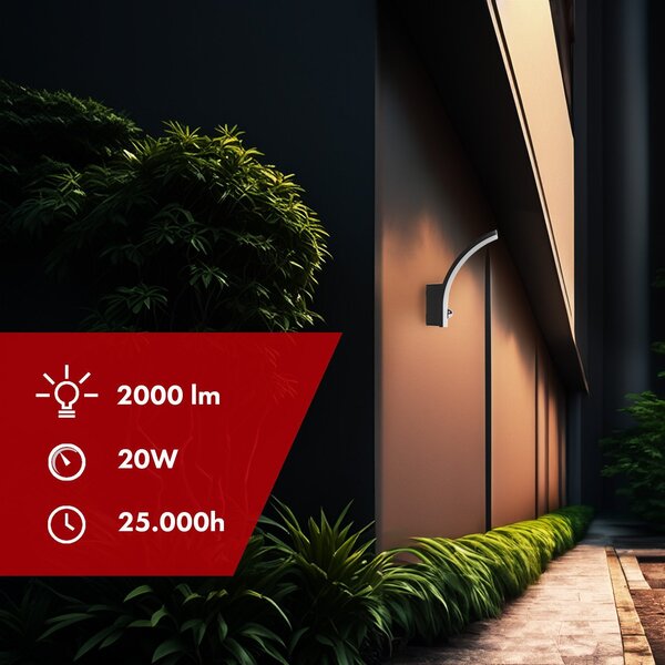 Maclean MCE512 B Mozgásérzékelős LED Lámpa, Fekete, 20W, IP65, 2000lm