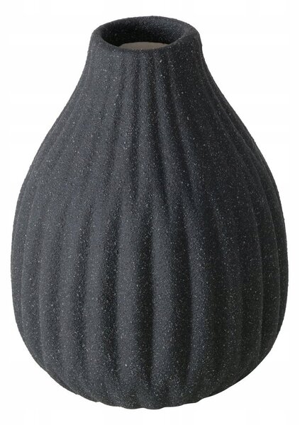 Wazon ceramiczny w prążki ESKO, czarny mat