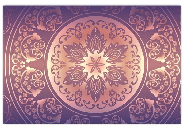 Kép - Mandala lila színátmeneten (90x60 cm)