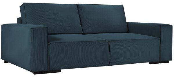 Sötétkék kordbársony háromszemélyes kanapéágy MICADONI EVELINE 254 cm
