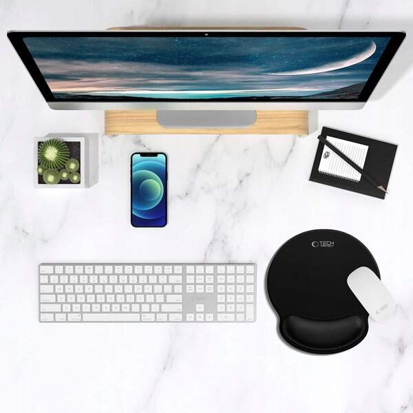 TECH-PROTECT A200 MOUSE PAD WITH GEL WRIST REST 25 x 22.5CM BLACK