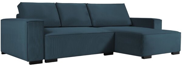 Sötétkék sarok kanapéágy MICADONI EVELINE 294 cm
