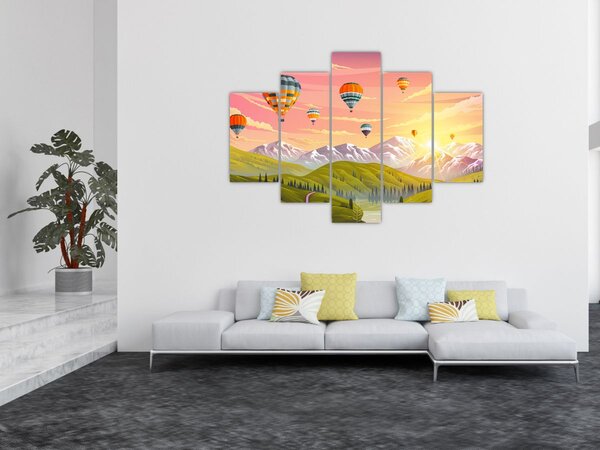 Léggömbök képe a táj felett (150x105 cm)