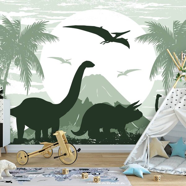 Fotótapéta - Zöld dinoszauruszok (152,5x104 cm)