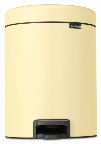 Brabantia NewIcon pedálos hulladékgyűjtő szagmentesen záródó Soft-Close fedél, műanyag tartály, 5L - W méret, acél, kellemes sárga - 233784