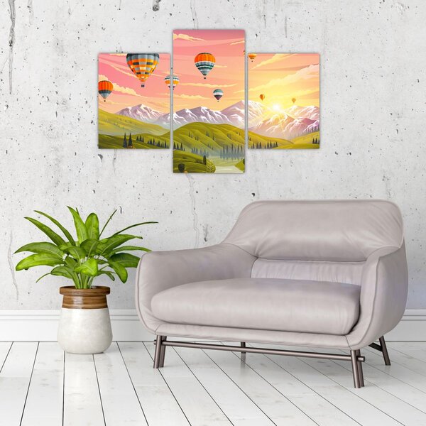 Léggömbök képe a táj felett (90x60 cm)