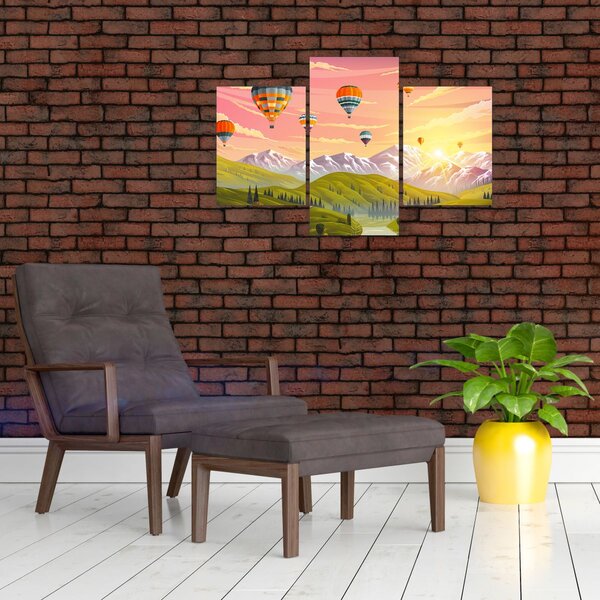 Léggömbök képe a táj felett (90x60 cm)