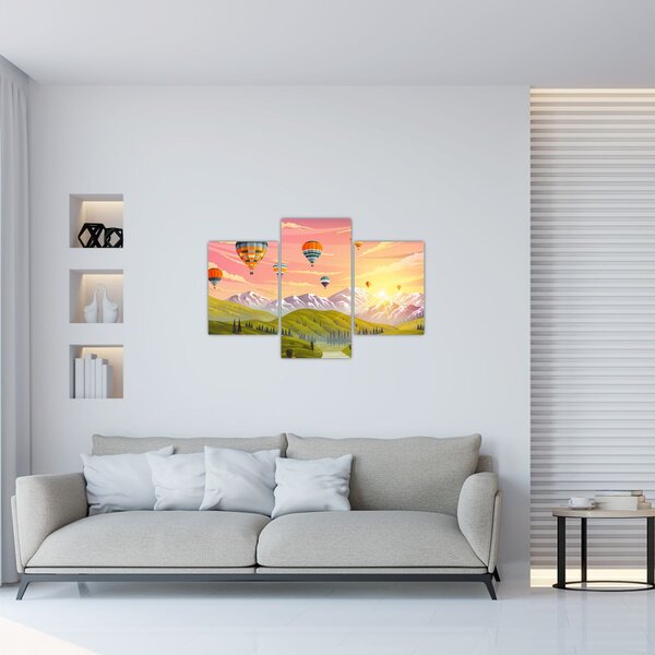 Léggömbök képe a táj felett (90x60 cm)