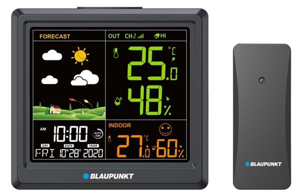 Blaupunkt WS25BK LCD Meteorológiai Időjárás állomás külső szenzorral - Fekete