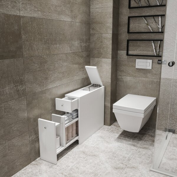 Kihúzható fürdőszobaszekrény Birkenes 60x19x55cm fehér