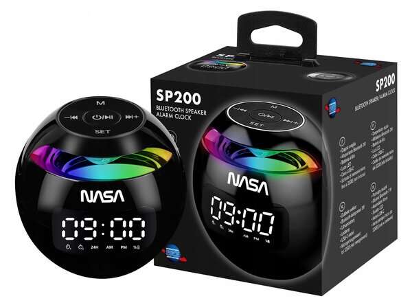Bluetooth 5.0 Speaker Nasa Sp200 2x Alarm Clock + Lamp Rgb Led / Nasa Sp200