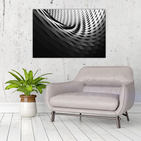 Absztrakt kép - fekete-fehér spirál (90x60 cm)