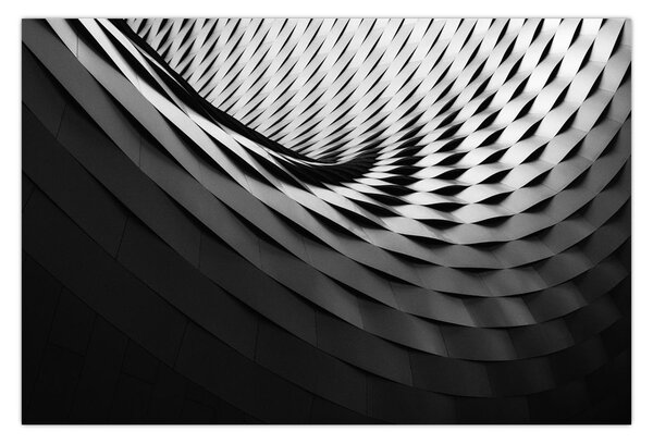 Absztrakt kép - fekete-fehér spirál (90x60 cm)