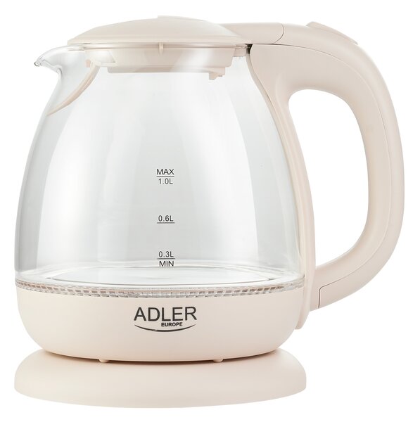 Adler AD 1283C 1L Üveg Vízforraló 1100W Krém