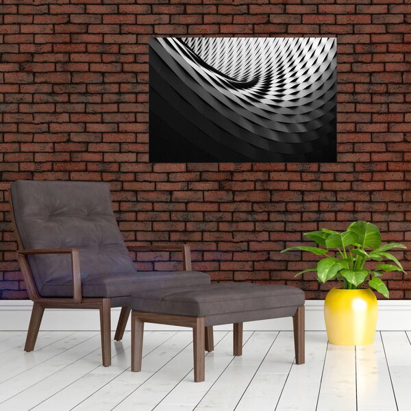 Absztrakt kép - fekete-fehér spirál (90x60 cm)