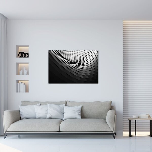Absztrakt kép - fekete-fehér spirál (90x60 cm)