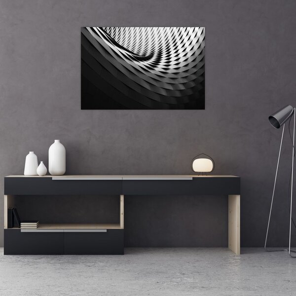 Absztrakt kép - fekete-fehér spirál (90x60 cm)