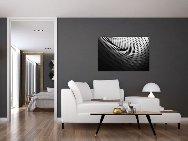 Absztrakt kép - fekete-fehér spirál (90x60 cm)